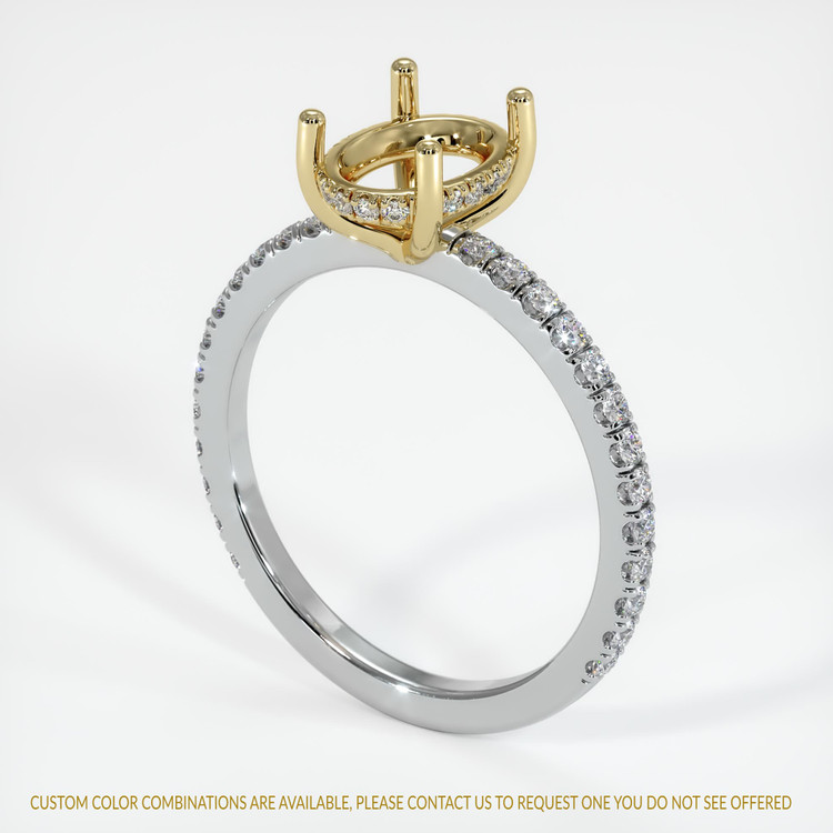 14K Yellow & White Pave Ring Setting