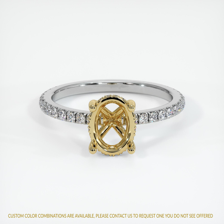 14K Yellow & White Pave Ring Setting
