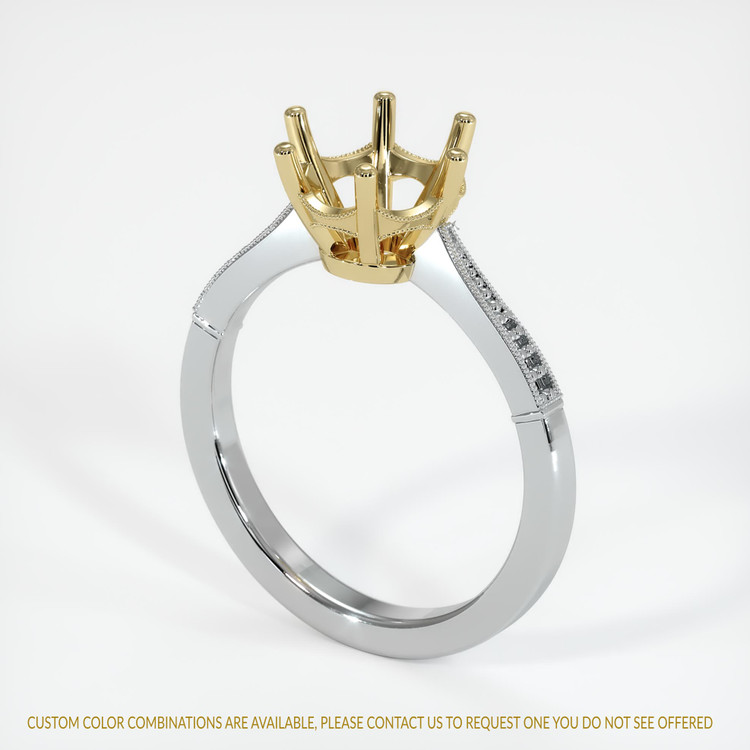 14K Yellow & White Antique Style Ring Setting