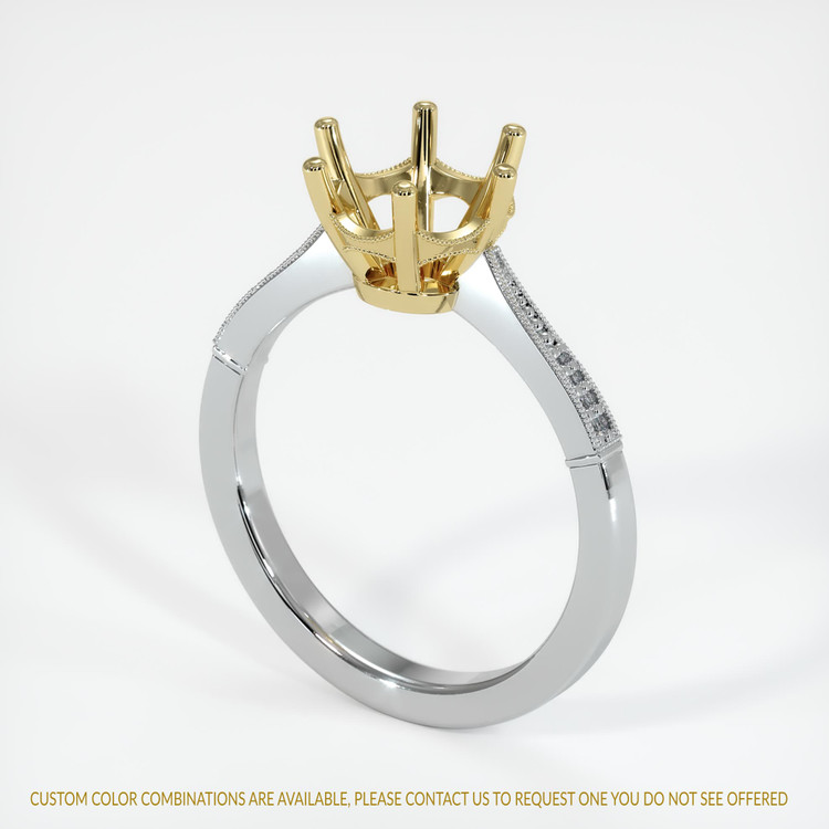 18K Yellow & White Antique Style Ring Setting