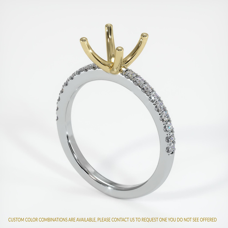 14K Yellow & White Pave Ring Setting