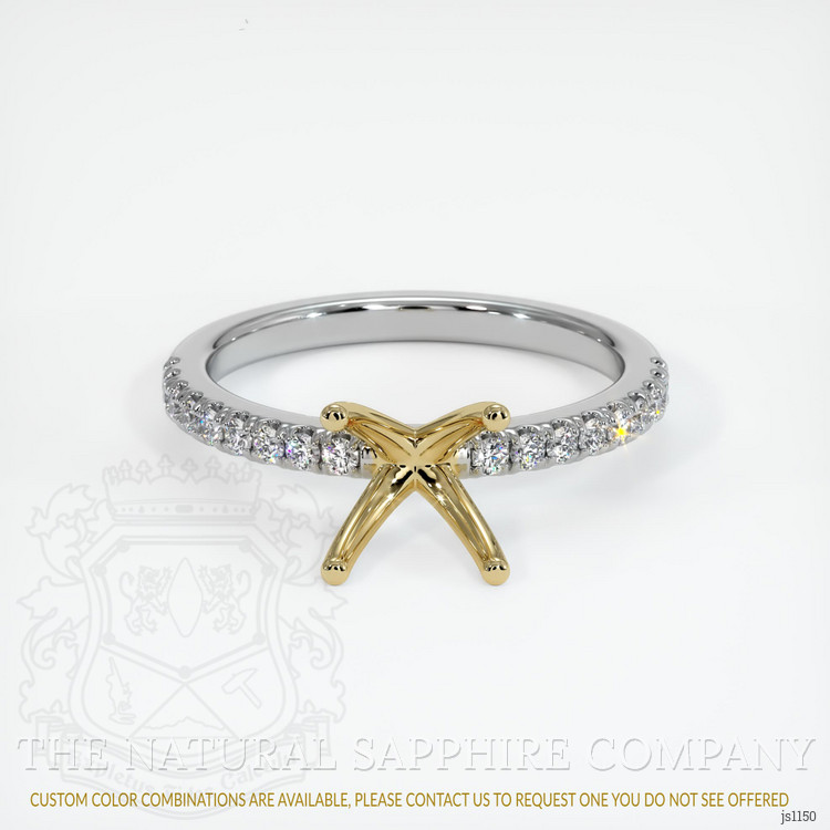 14K Yellow & White Pave Ring Setting