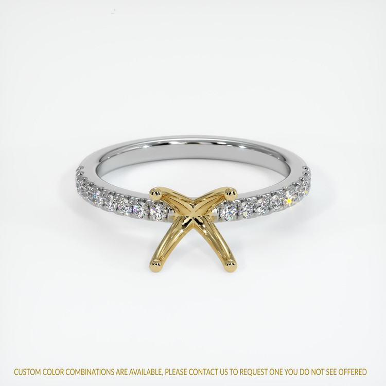 14K Yellow & White Pave Ring Setting