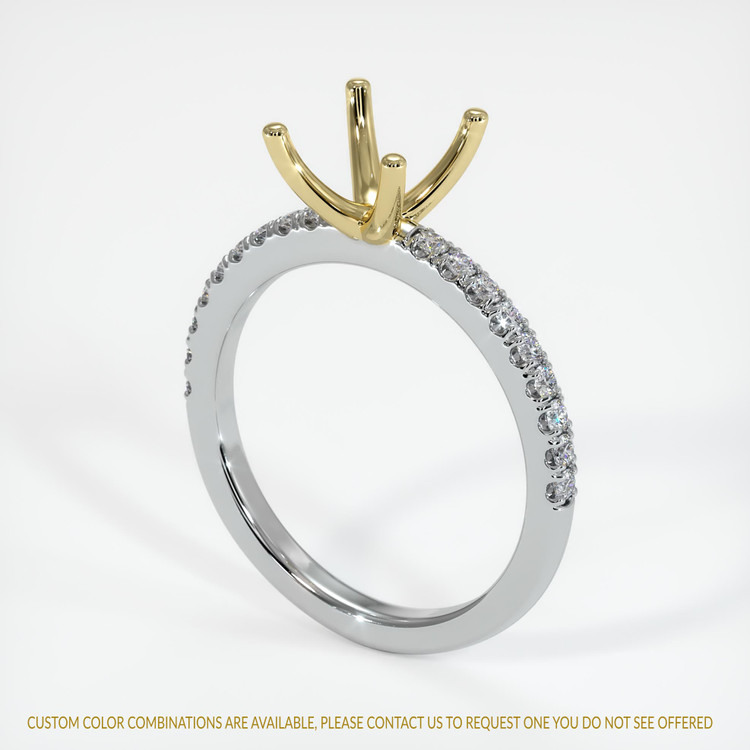 18K Yellow & White Pave Ring Setting