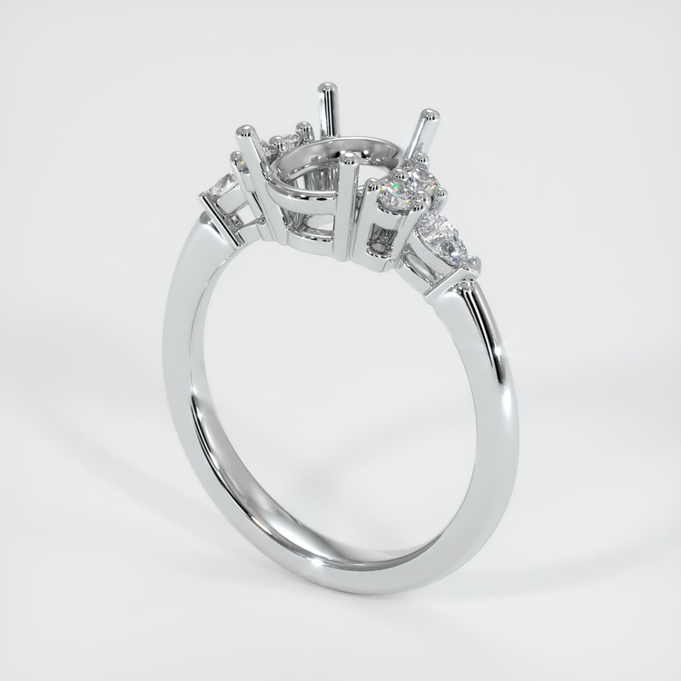 14K White Gold Accent Stones Ring Setting