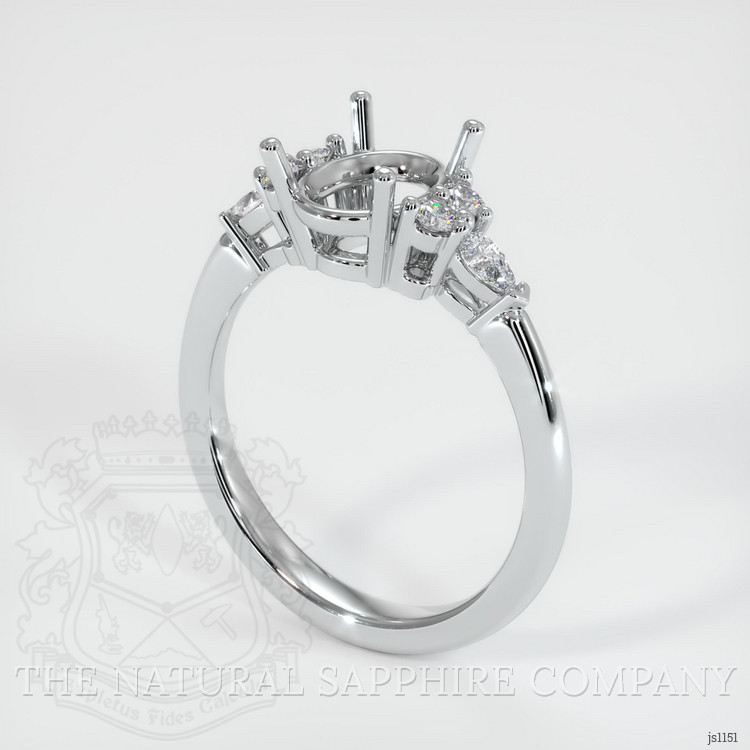 14K White Gold Accent Stones Ring Setting