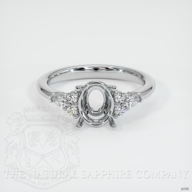 14K White Gold Accent Stones Ring Setting