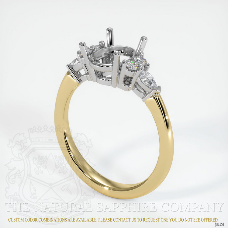 14K White & Yellow Accent Stones Ring Setting