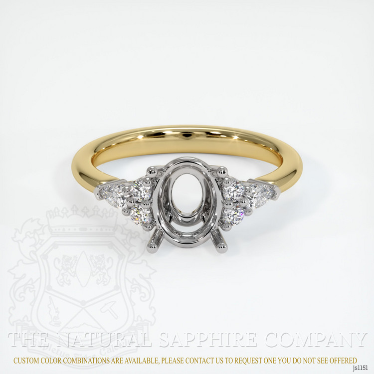 14K White & Yellow Accent Stones Ring Setting
