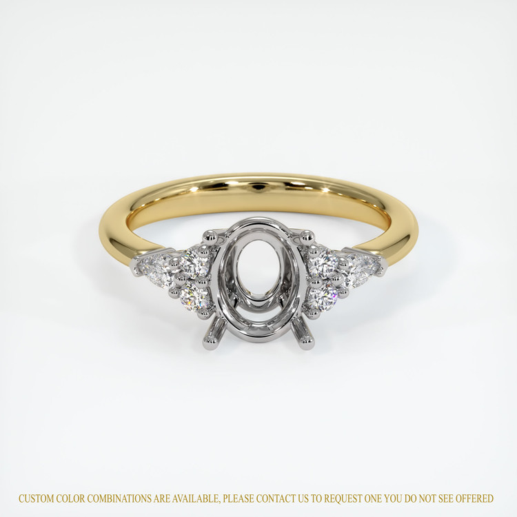 14K White & Yellow Accent Stones Ring Setting