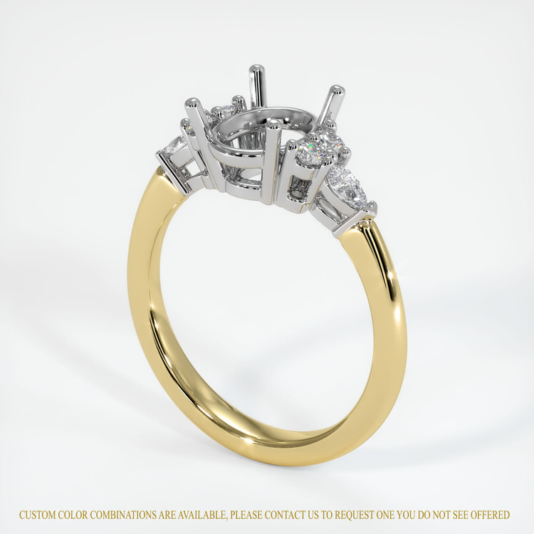 18K White & Yellow Accent Stones Ring Setting