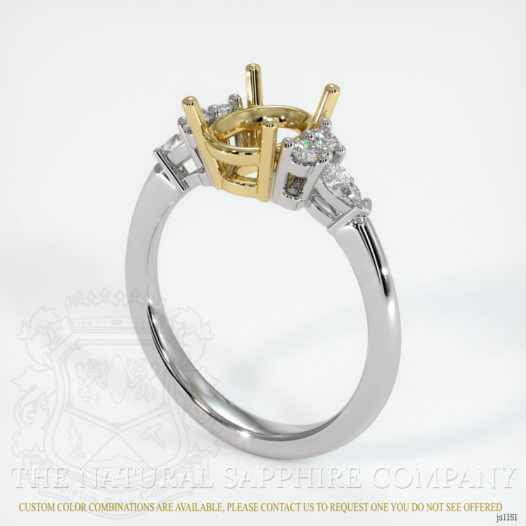18K Yellow & White Accent Stones Ring Setting