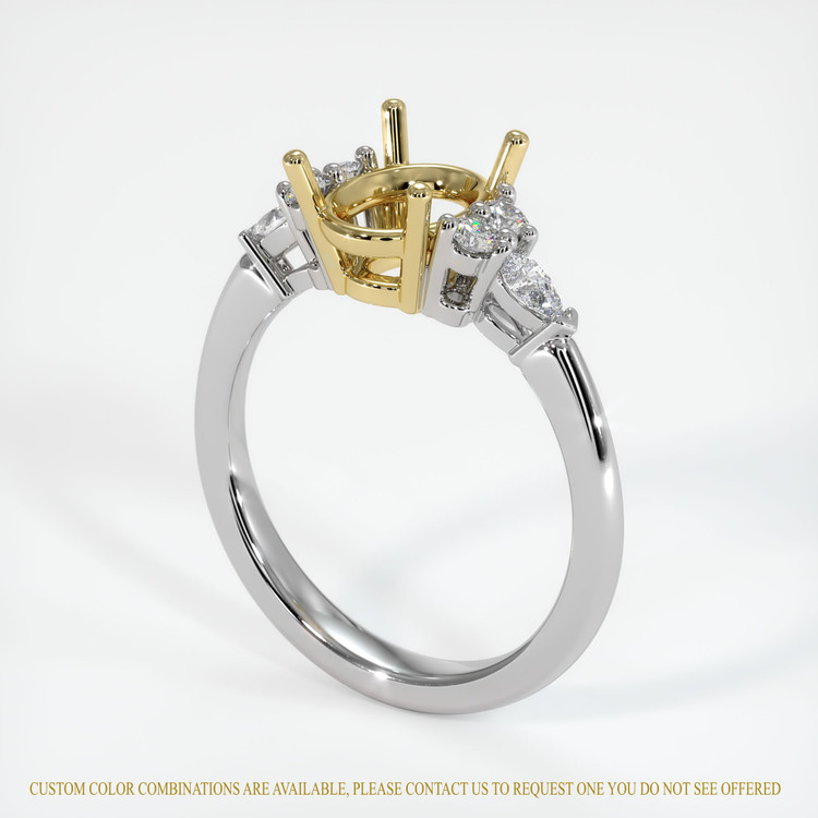 18K Yellow & White Accent Stones Ring Setting