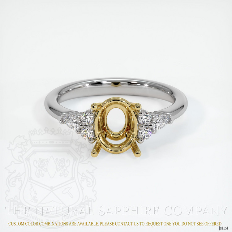 18K Yellow & White Accent Stones Ring Setting