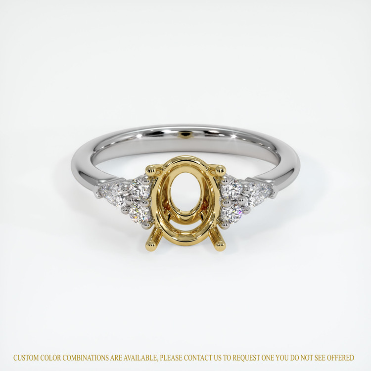 18K Yellow & White Accent Stones Ring Setting