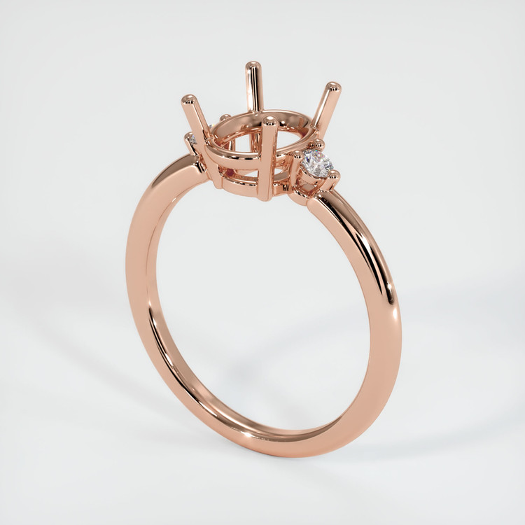 14K Rose Gold Three Stone Ring Setting