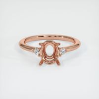 14K Rose Gold Three Stone Ring Setting Image