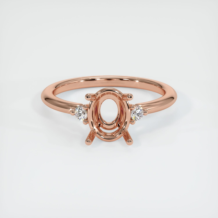 14K Rose Gold Three Stone Ring Setting
