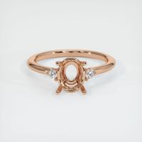 18K Rose Gold Three Stone Ring Setting Image