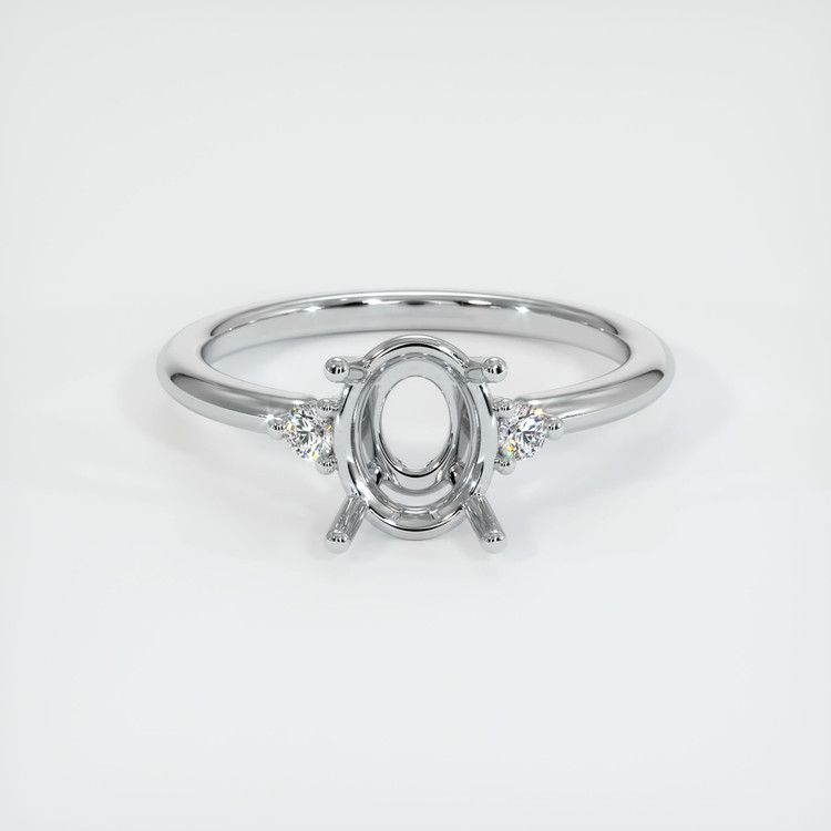 14K White Gold Three Stone Ring Setting