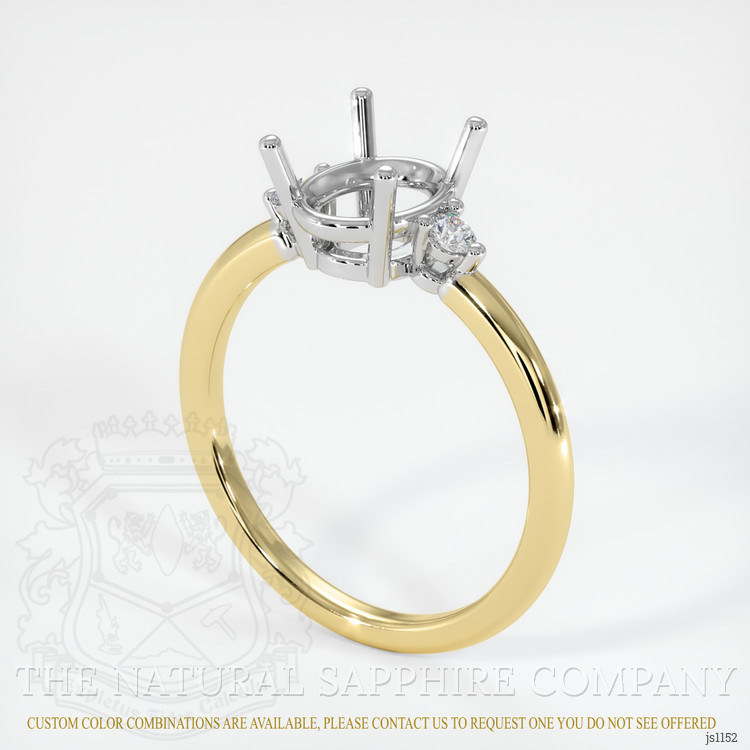 14K White & Yellow Three Stone Ring Setting