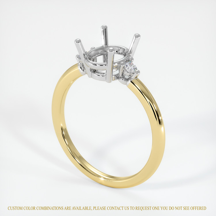 14K White & Yellow Three Stone Ring Setting