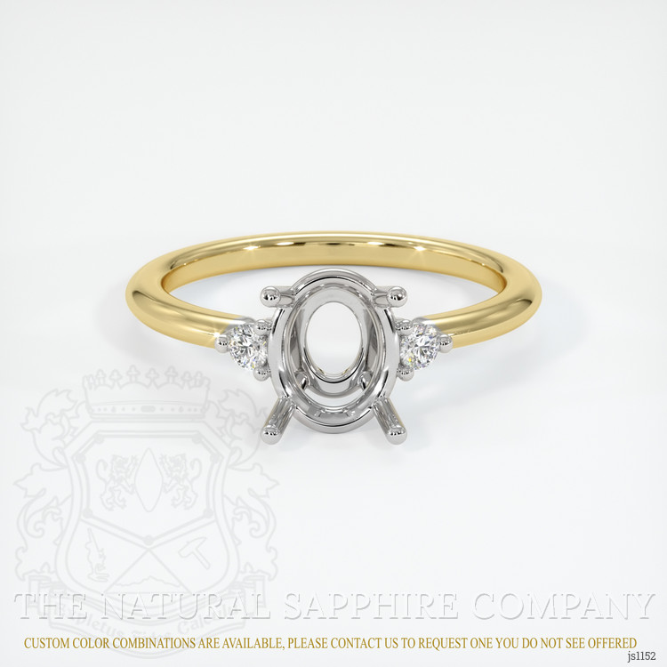 14K White & Yellow Three Stone Ring Setting