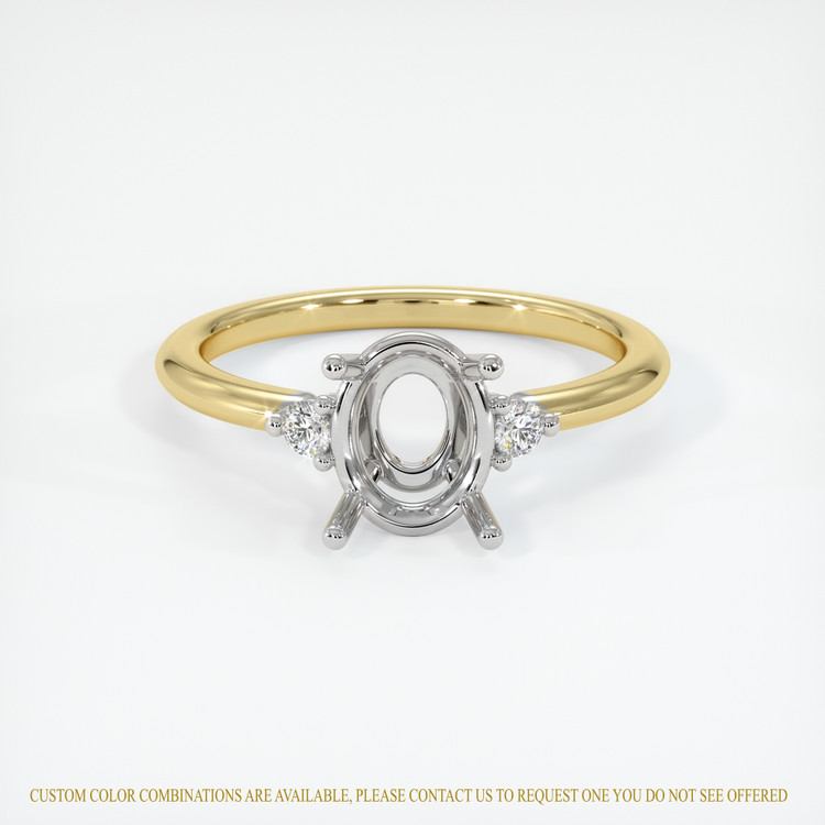 14K White & Yellow Three Stone Ring Setting