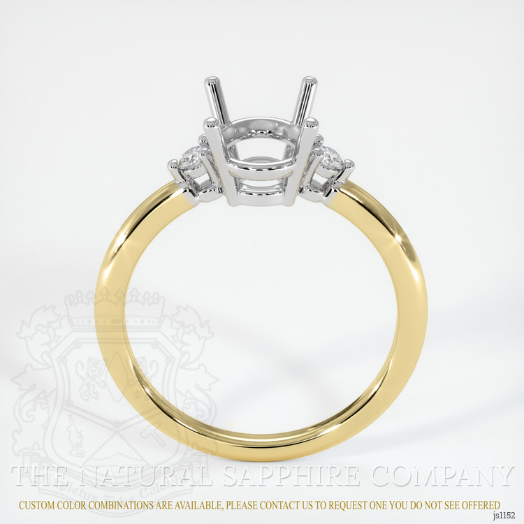14K White & Yellow Three Stone Ring Setting
