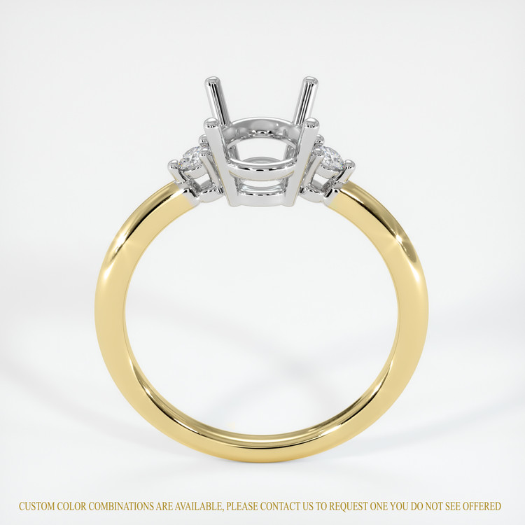 14K White & Yellow Three Stone Ring Setting