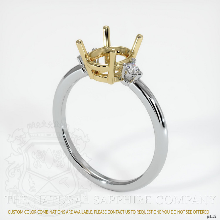 14K Yellow & White Three Stone Ring Setting
