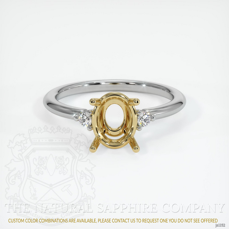 14K Yellow & White Three Stone Ring Setting