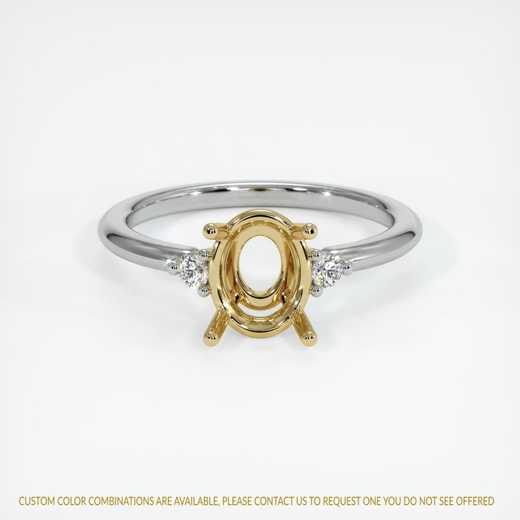 14K Yellow & White Three Stone Ring Setting
