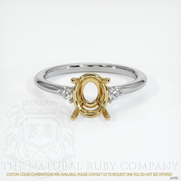 14K Yellow & White Three Stone Ring Setting