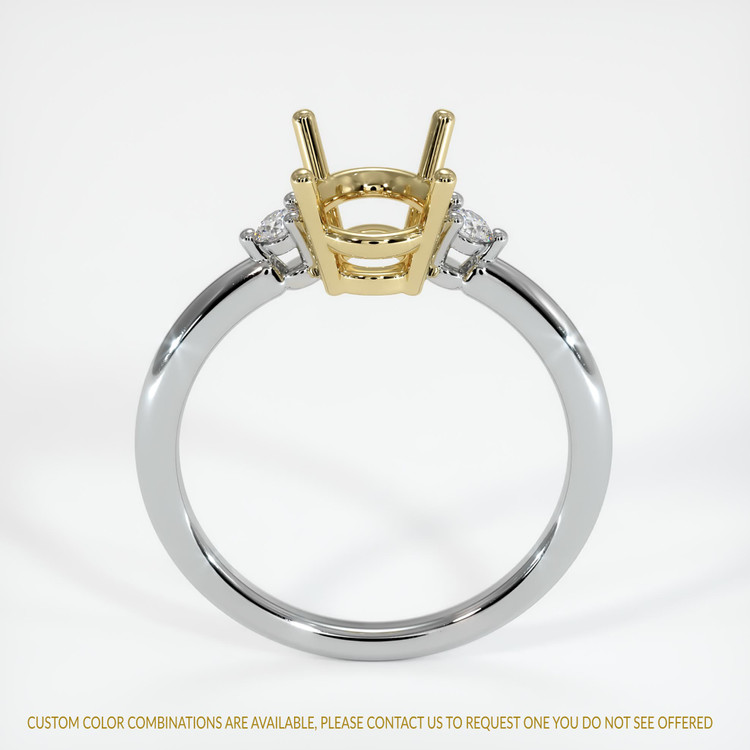 14K Yellow & White Three Stone Ring Setting