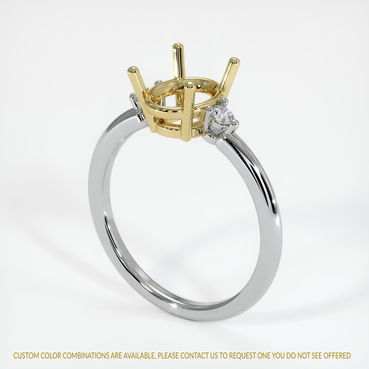 18K Yellow & White Three Stone Ring Setting