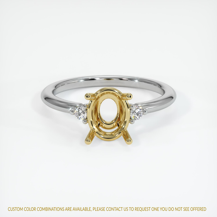 18K Yellow & White Three Stone Ring Setting
