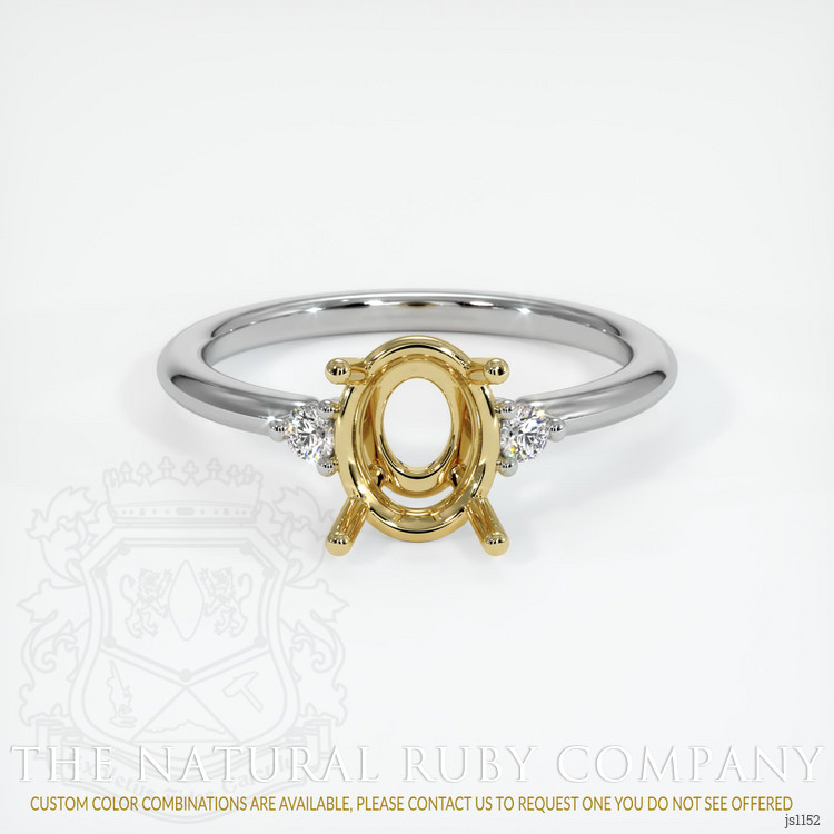 18K Yellow & White Three Stone Ring Setting