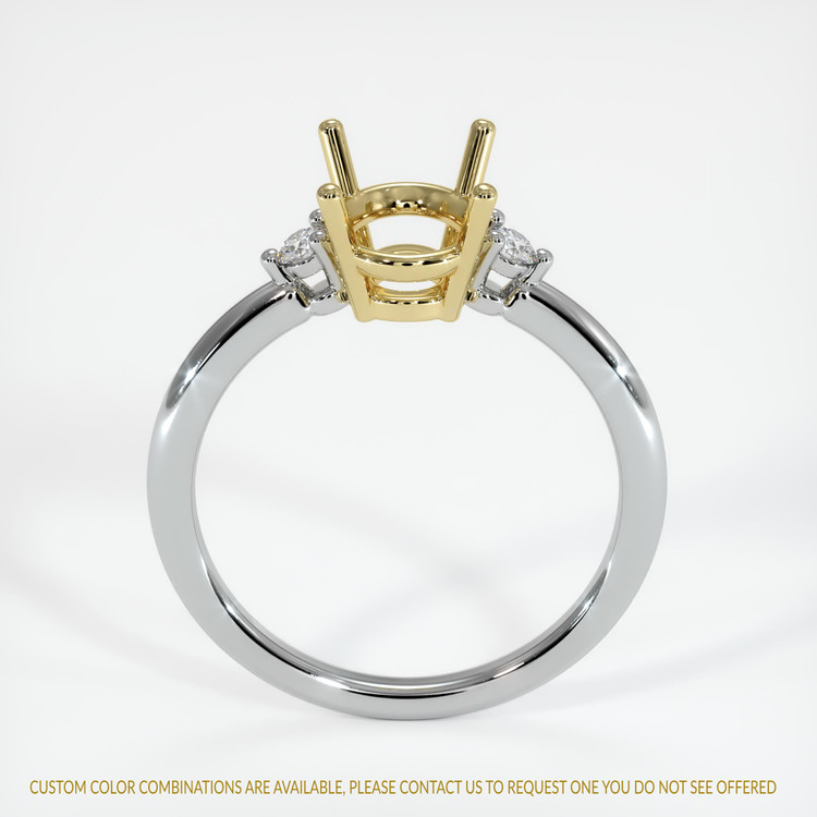 18K Yellow & White Three Stone Ring Setting