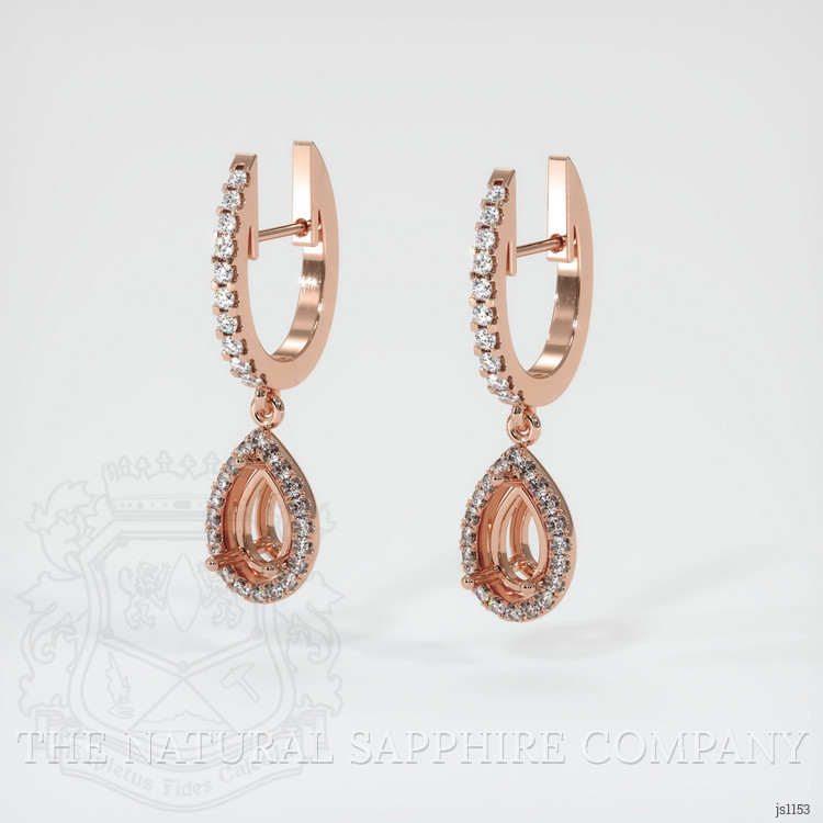 14K Rose Gold Pave Earring Setting