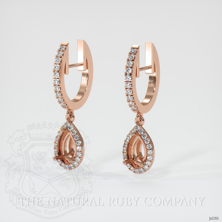 14K Rose Gold Pave Earring Setting