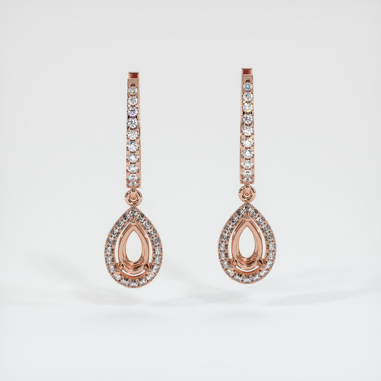 14K Rose Gold Pave Earring Setting