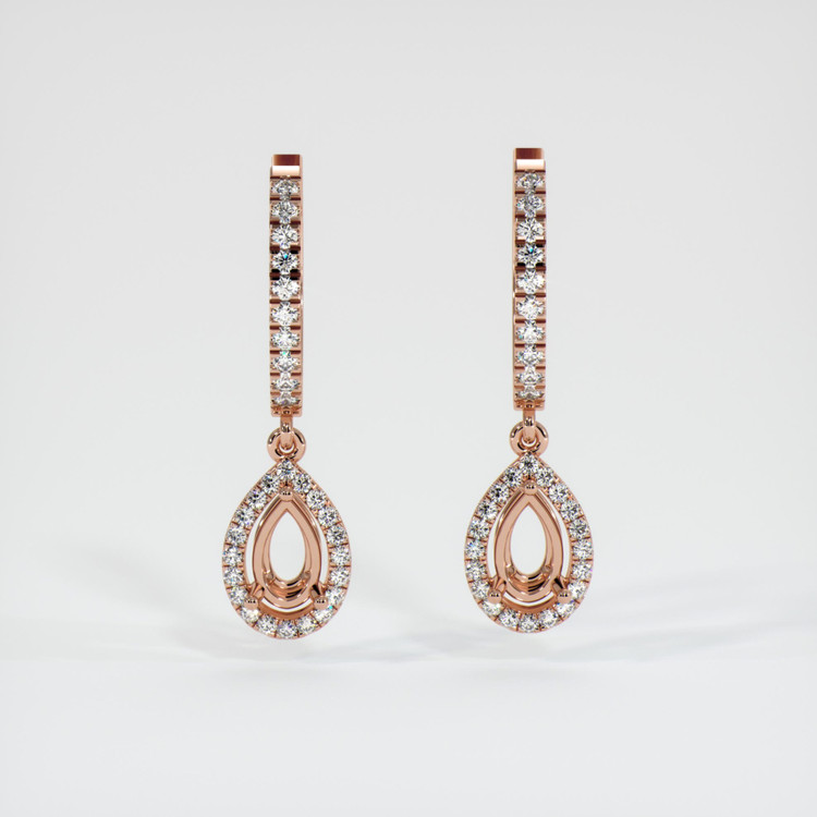 14K Rose Gold Pave Earring Setting
