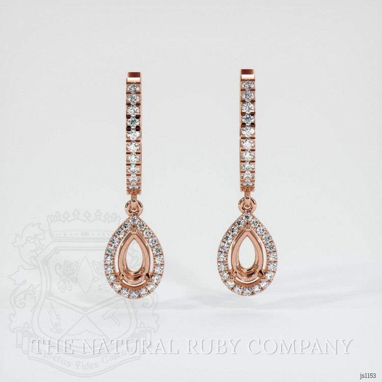 14K Rose Gold Pave Earring Setting