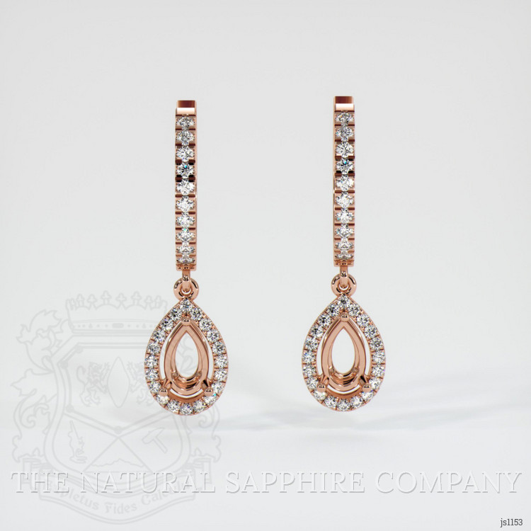 14K Rose Gold Pave Earring Setting