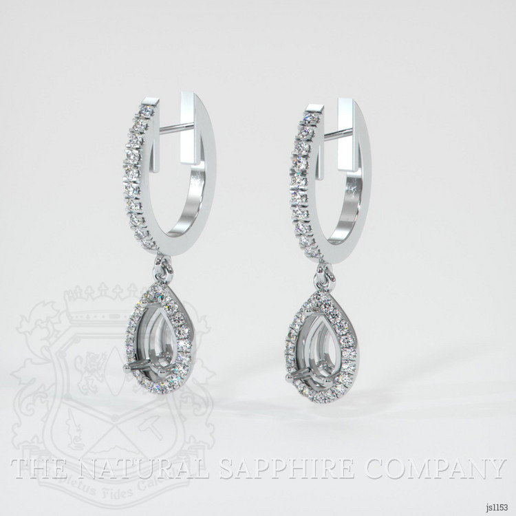 14K White Gold Pave Earring Setting