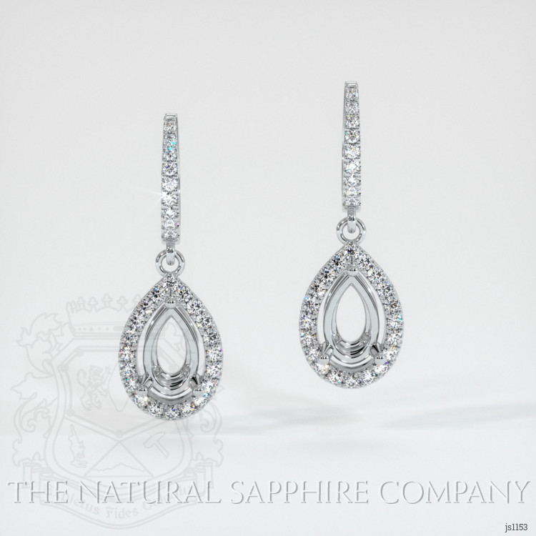 14K White Gold Pave Earring Setting