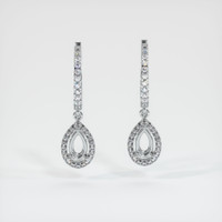 18K White Gold Pave Earring Setting Image