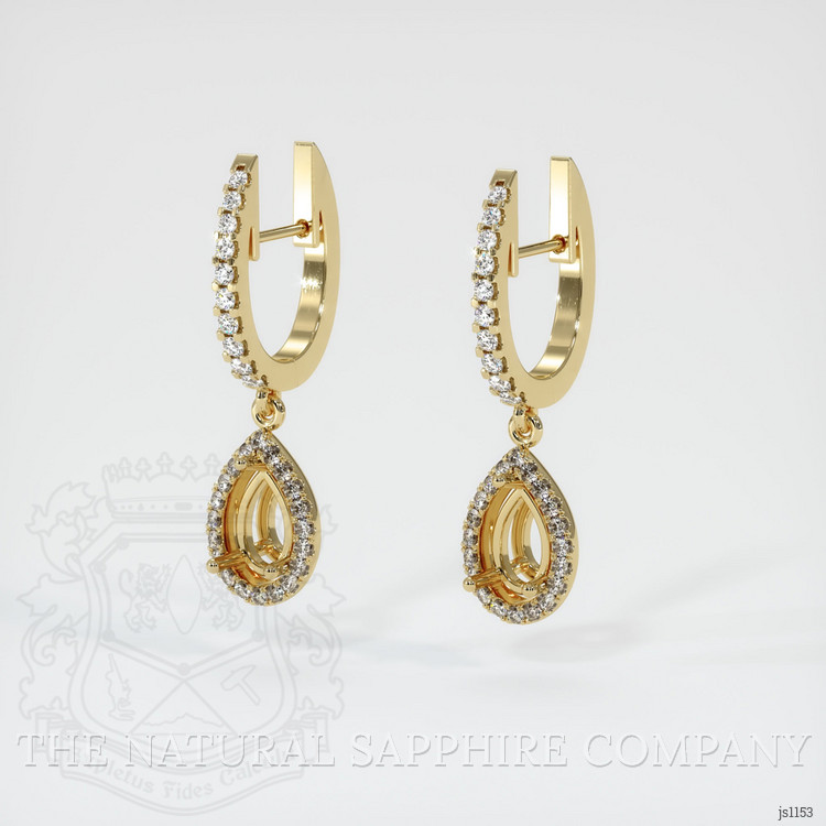 14K Yellow Gold Pave Earring Setting