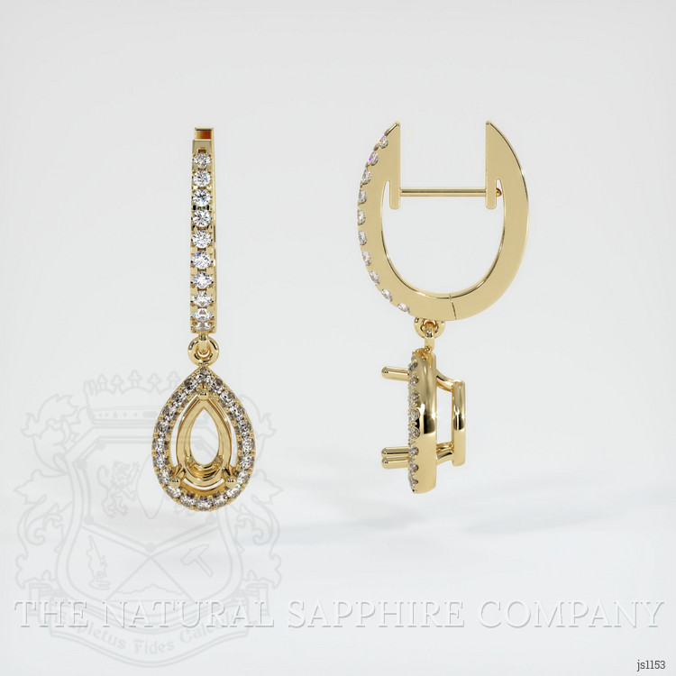 14K Yellow Gold Pave Earring Setting